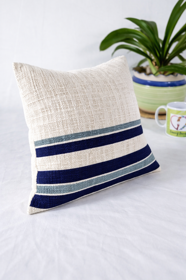 Blue strip cushion cover
