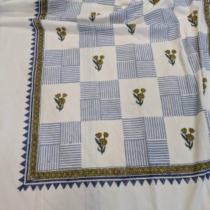 Geometric Floral Harmony Hand Block Printed Reversible 3 layered Dohar (KSCTDOHR305)