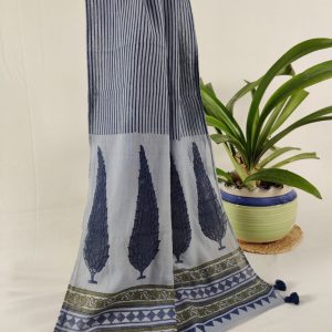 Indigo Blossom: Hand-Block Printed Cotton Stole