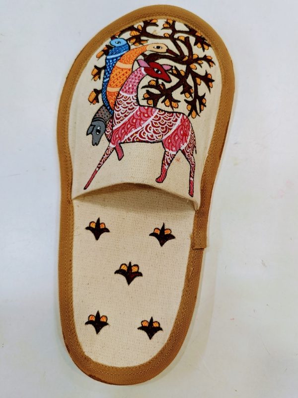 Handcrafted Folk Art Deer & Bird Comfort Slippers Handcrafted Folk Art Deer & Bird Comfort Slippers