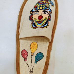 Handcrafted Folk Clown Art Comfort Slippers hand Painted