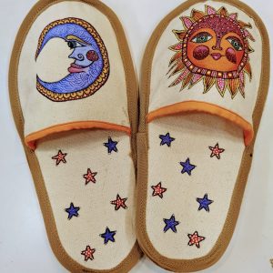 Handcrafted Sun & Moon Painted Slippers