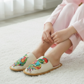 Handcrafted Folk Art Snake & Bird Print Comfort Slippers