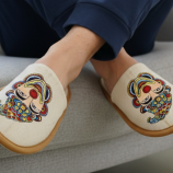 Handcrafted Folk Clown Art Comfort Slippers
