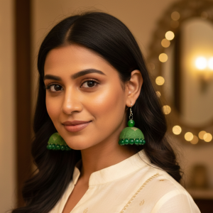 The "Emerald Silk" Hand-Wrapped Jhumka Earrings