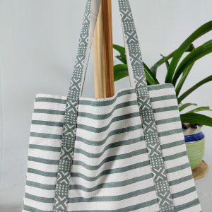 Sage Stripes Everyday Tote Bag