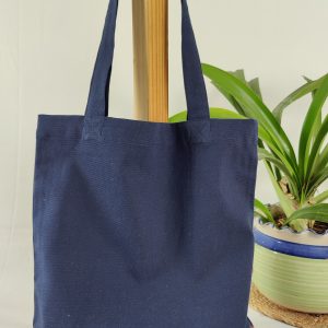 Navy Blue Tote with Pink Kalamkari Border