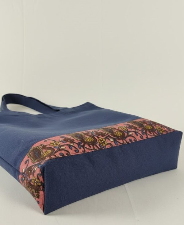 Navy blue pink tote