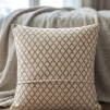 Minimalist cushion cover with elegant floral buta motif in warm earthy tones, perfect for adding a refined touch to home décor.