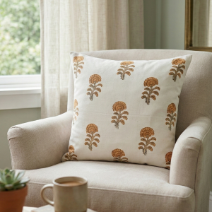 Mushroom Print Cushion Cover (warm earthy tone)