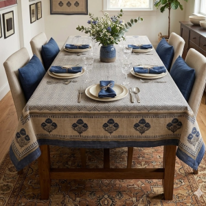 Prakriti Bloom Table Cover (Indigo)
