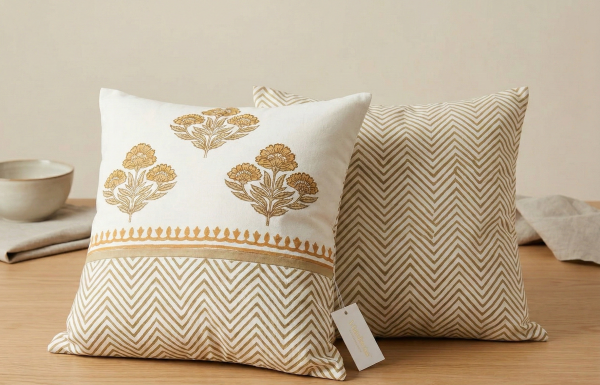 Floral Chevron Cushion Cover