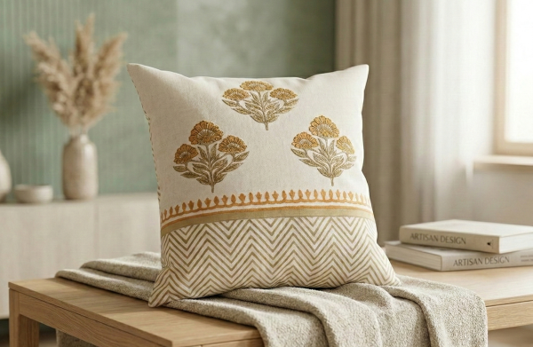 Floral Chevron Cushion Cover