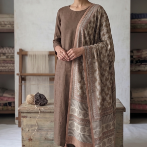 Pichwai Sangam A hand block printed Fusion Dupatta